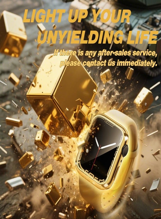 top4cus 45mm Case Soft Flexible Lightweight Anti-Scratch All Around Protective 45mm Iwatch Cover Case Shiny Shockproof Bumper with Screen Protector Compatible with Apple Watch Series 9/8/7 -Gold - Image 2